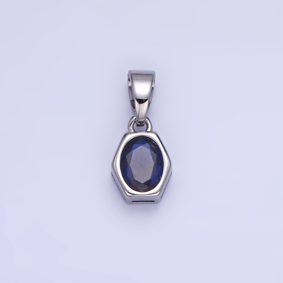 14K Gold Filled Birthstone CZ Hexagonal Pendant in Gold &amp; Silver | AA1282 - AA1295