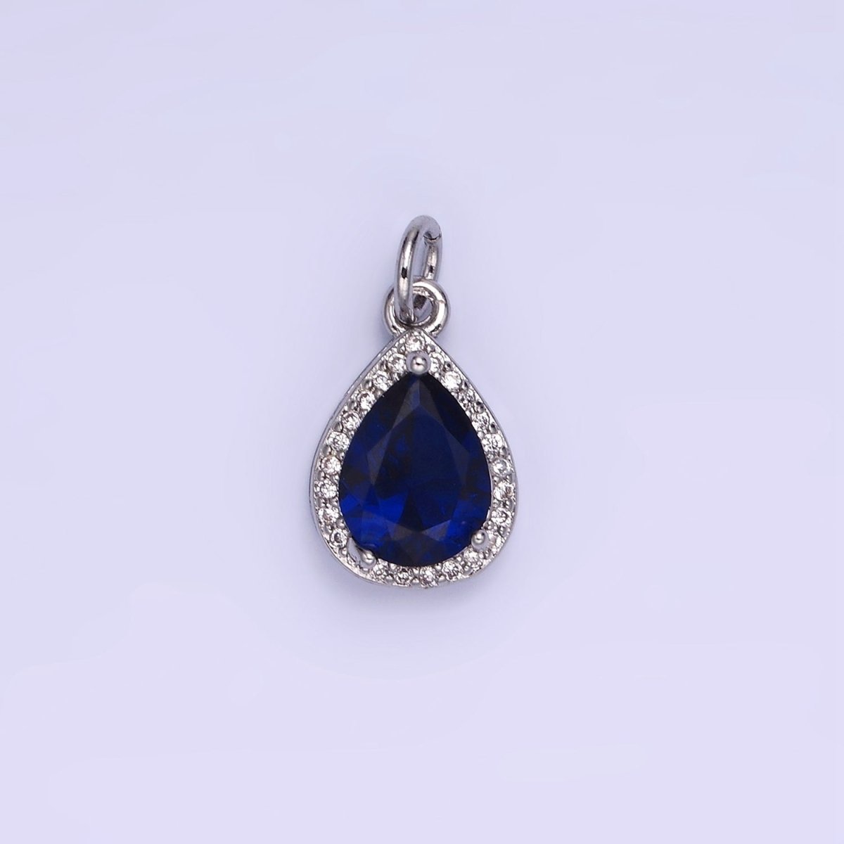 14K Gold Filled Birthstone CZ Teardrop Micro Paved Charm in Gold &amp; Silver | W696 - W703, W751 - W757