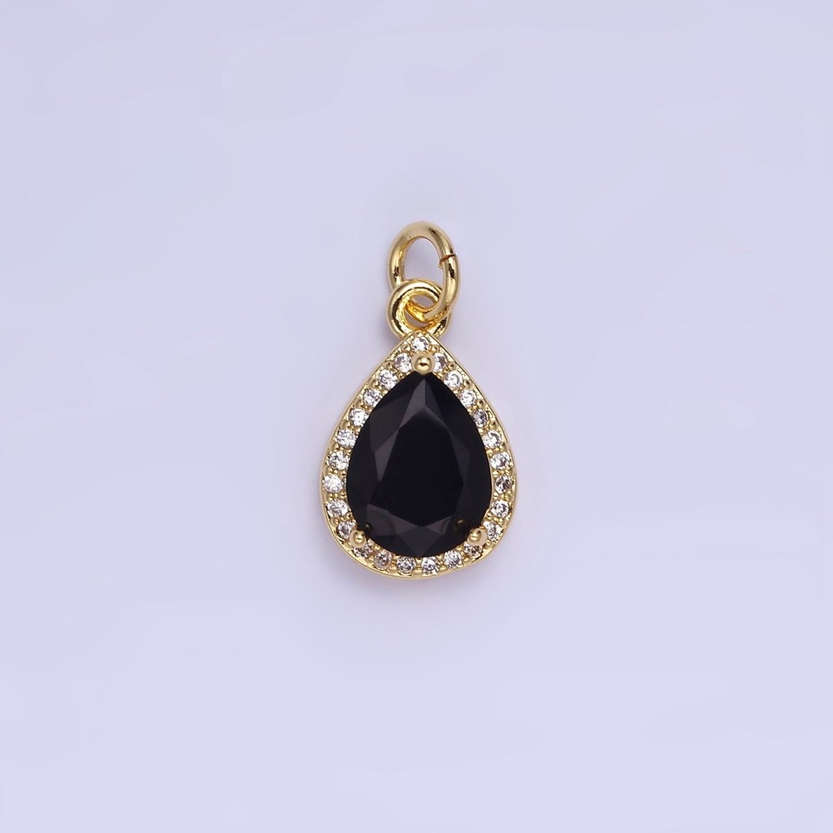 14K Gold Filled Birthstone CZ Teardrop Micro Paved Charm in Gold &amp; Silver | W696 - W703, W751 - W757