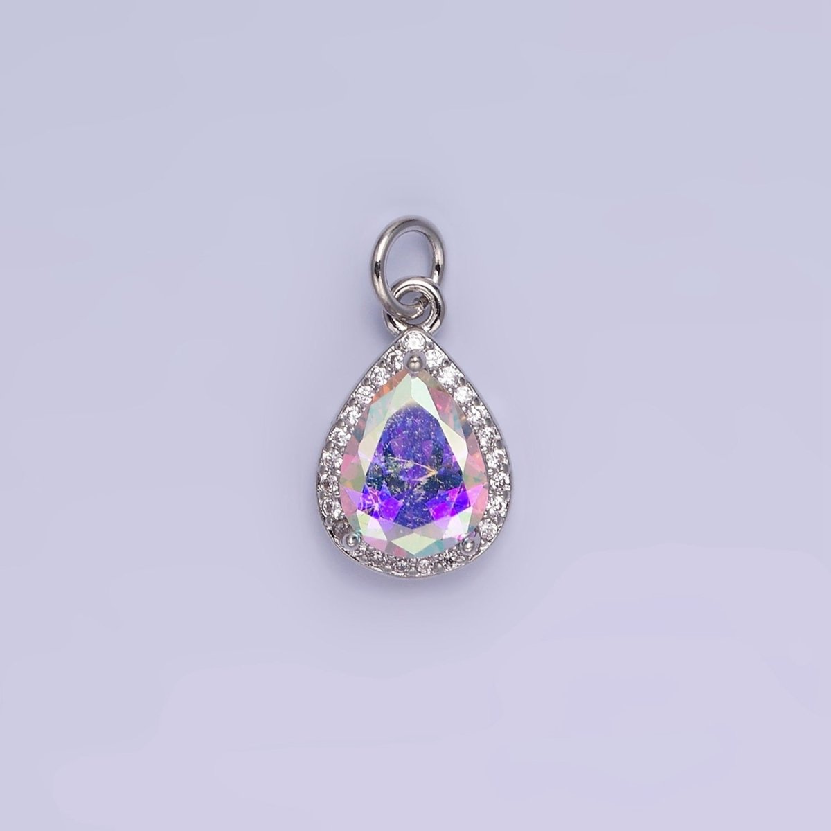 14K Gold Filled Birthstone CZ Teardrop Micro Paved Charm in Gold &amp; Silver | W696 - W703, W751 - W757