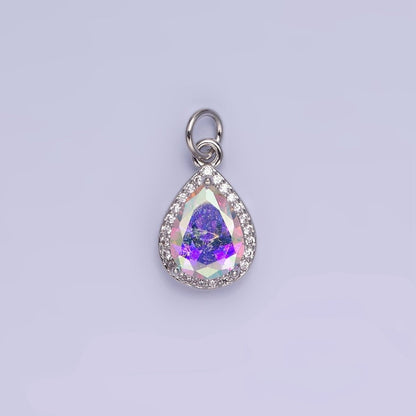 14K Gold Filled Birthstone CZ Teardrop Micro Paved Charm in Gold &amp; Silver | W696 - W703, W751 - W757
