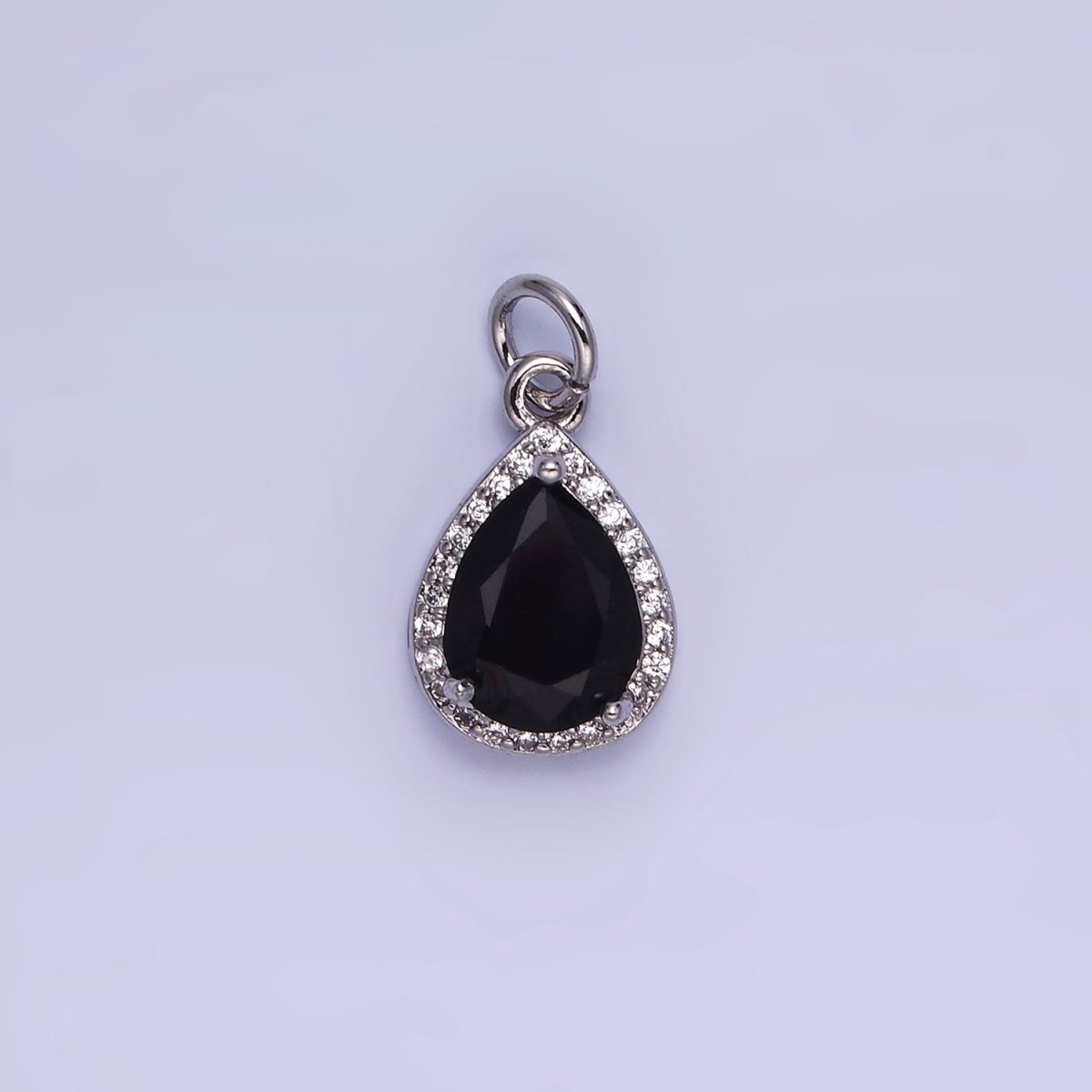 14K Gold Filled Birthstone CZ Teardrop Micro Paved Charm in Gold &amp; Silver | W696 - W703, W751 - W757
