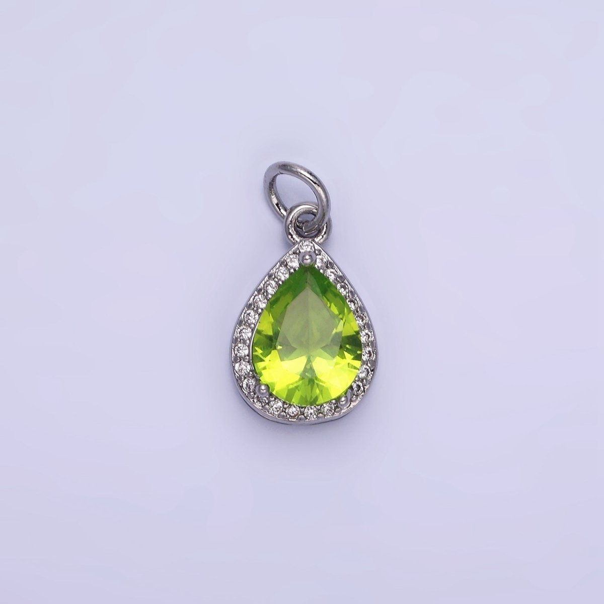 14K Gold Filled Birthstone CZ Teardrop Micro Paved Charm in Gold &amp; Silver | W696 - W703, W751 - W757