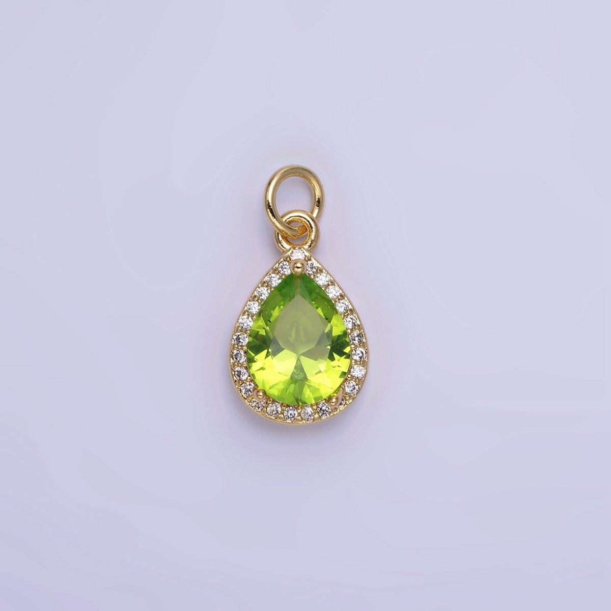 14K Gold Filled Birthstone CZ Teardrop Micro Paved Charm in Gold &amp; Silver | W696 - W703, W751 - W757