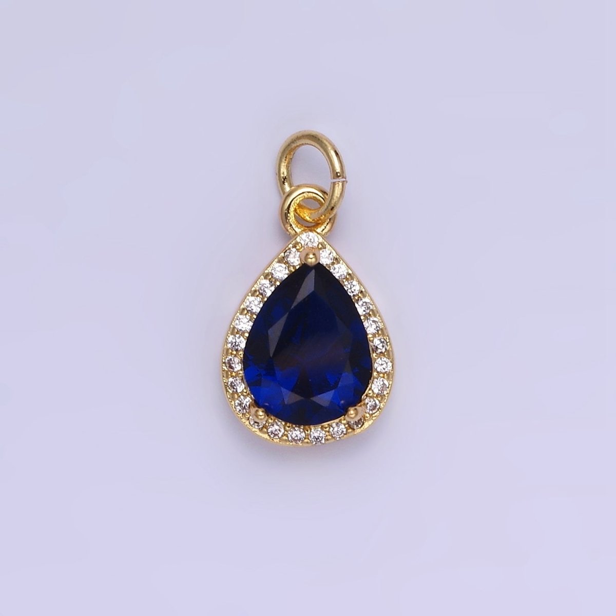 14K Gold Filled Birthstone CZ Teardrop Micro Paved Charm in Gold &amp; Silver | W696 - W703, W751 - W757