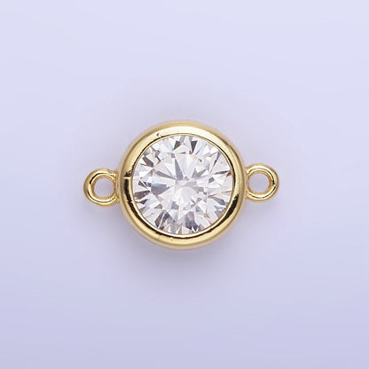 14K Gold Filled Birthstone CZ Round Bezel Connector | G937 - G944