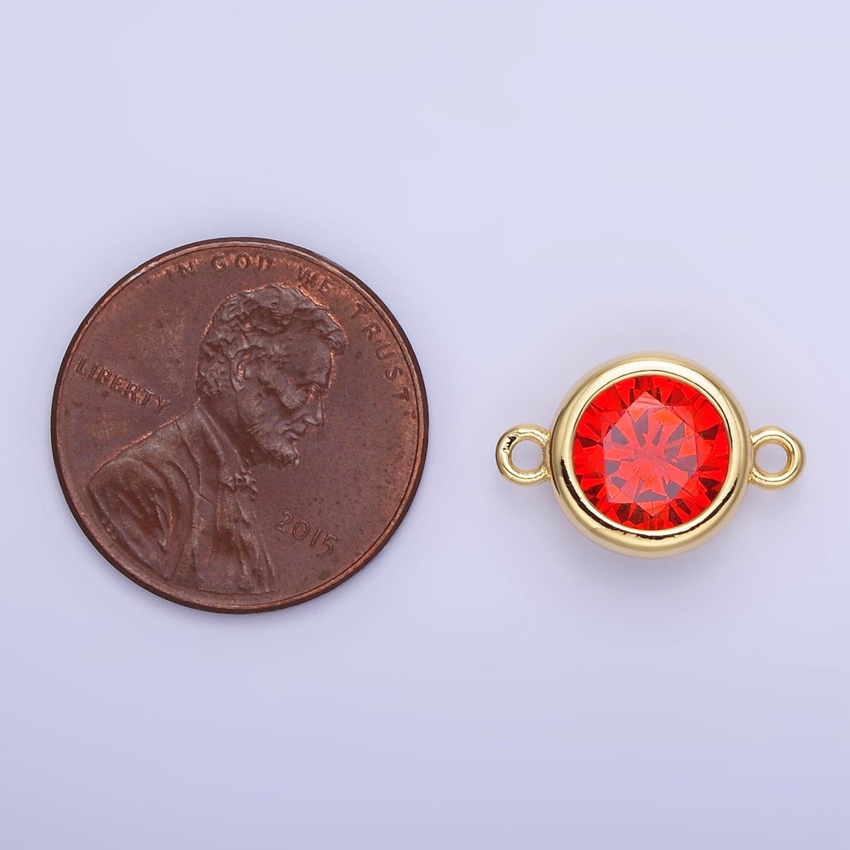 14K Gold Filled Birthstone CZ Round Bezel Connector | G937 - G944