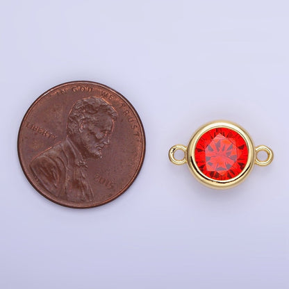14K Gold Filled Birthstone CZ Round Bezel Connector | G937 - G944