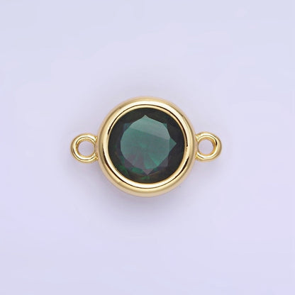 14K Gold Filled Birthstone CZ Round Bezel Connector | G937 - G944