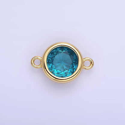 14K Gold Filled Birthstone CZ Round Bezel Connector | G937 - G944