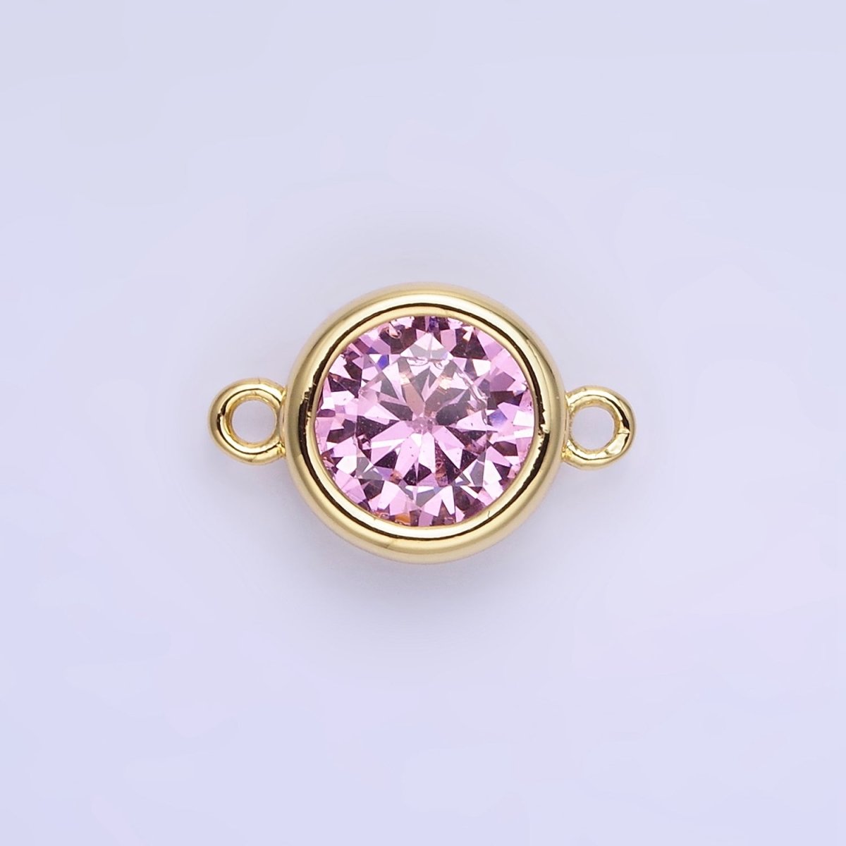 14K Gold Filled Birthstone CZ Round Bezel Connector | G937 - G944