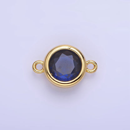 14K Gold Filled Birthstone CZ Round Bezel Connector | G937 - G944