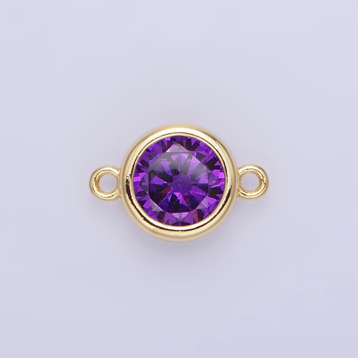 14K Gold Filled Birthstone CZ Round Bezel Connector | G937 - G944