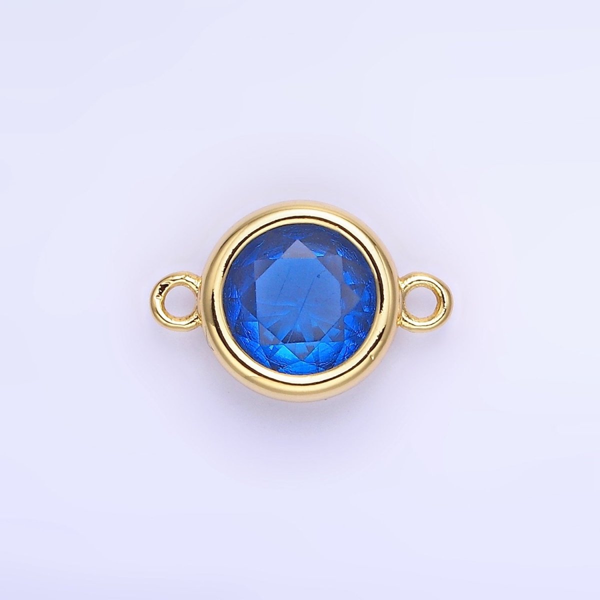 14K Gold Filled Birthstone CZ Round Bezel Connector | G937 - G944
