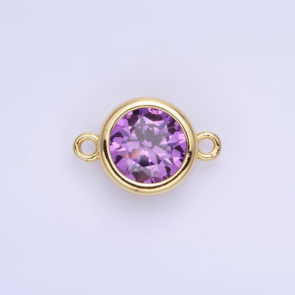 14K Gold Filled Birthstone CZ Round Bezel Connector | G937 - G944