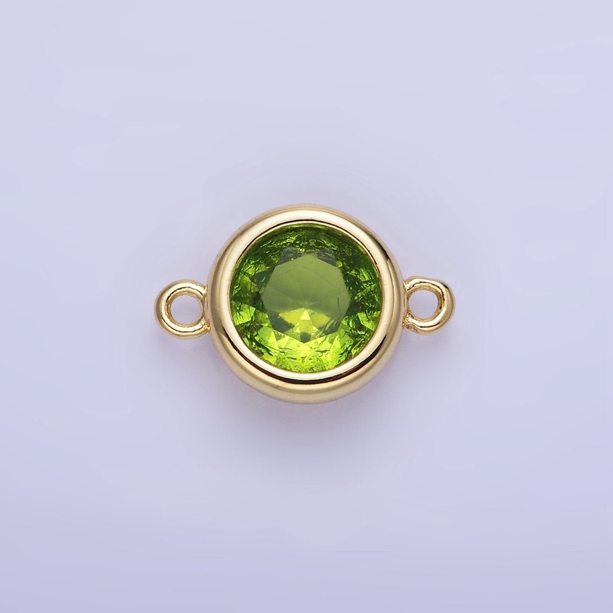 14K Gold Filled Birthstone CZ Round Bezel Connector | G937 - G944