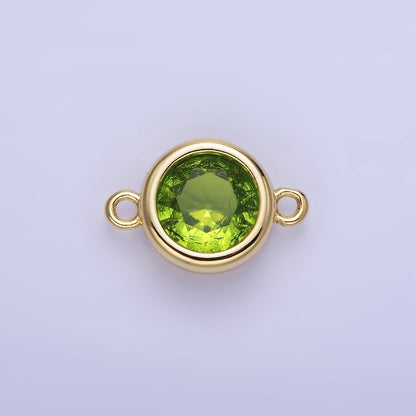 14K Gold Filled Birthstone CZ Round Bezel Connector | G937 - G944