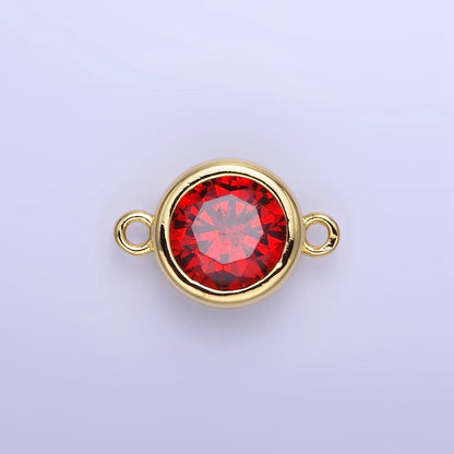 14K Gold Filled Birthstone CZ Round Bezel Connector | G937 - G944