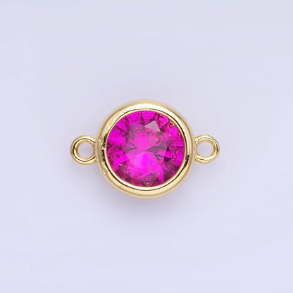 14K Gold Filled Birthstone CZ Round Bezel Connector | G937 - G944