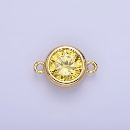 14K Gold Filled Birthstone CZ Round Bezel Connector | G937 - G944