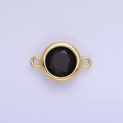 14K Gold Filled Birthstone CZ Round Bezel Connector | G937 - G944