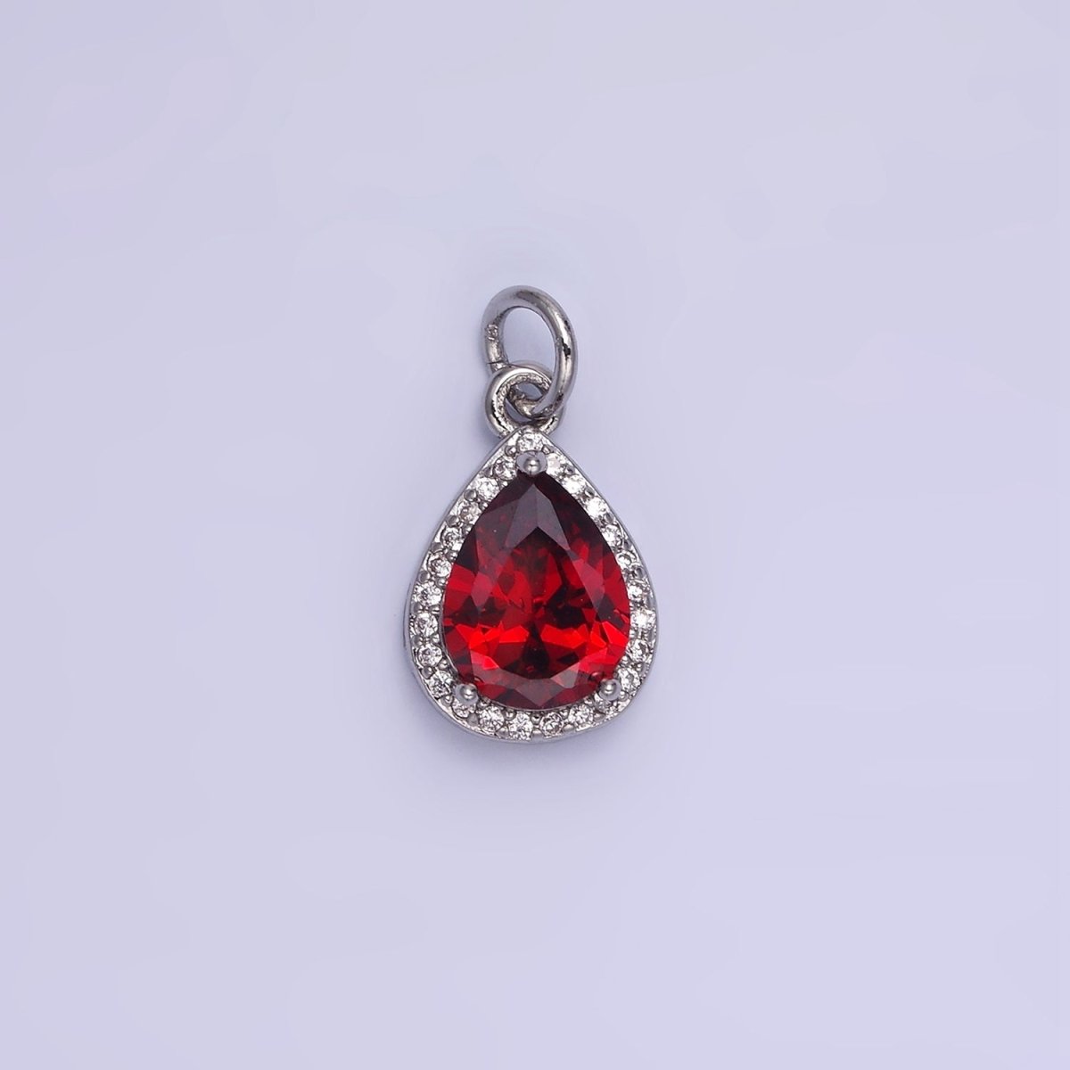 14K Gold Filled Birthstone CZ Teardrop Micro Paved Charm in Gold &amp; Silver | W696 - W703, W751 - W757