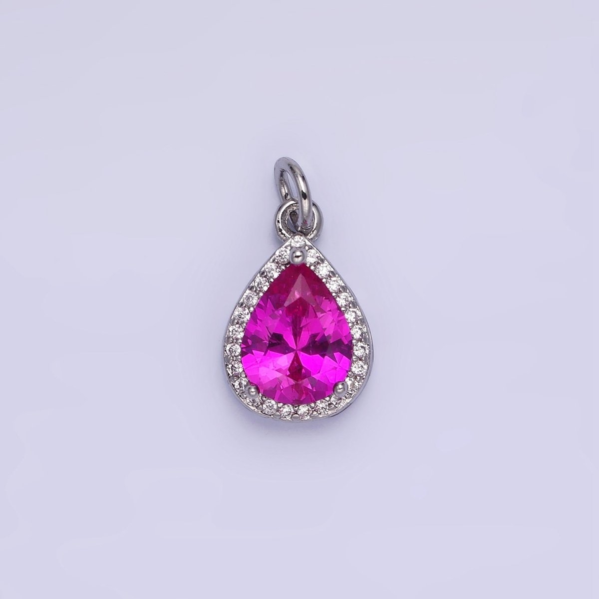 14K Gold Filled Birthstone CZ Teardrop Micro Paved Charm in Gold &amp; Silver | W696 - W703, W751 - W757