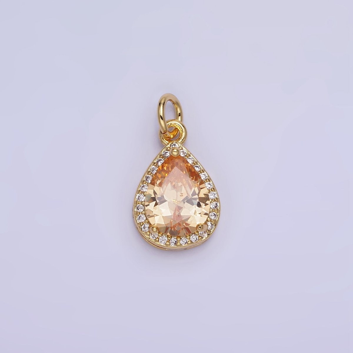14K Gold Filled Birthstone CZ Teardrop Micro Paved Charm in Gold &amp; Silver | W696 - W703, W751 - W757