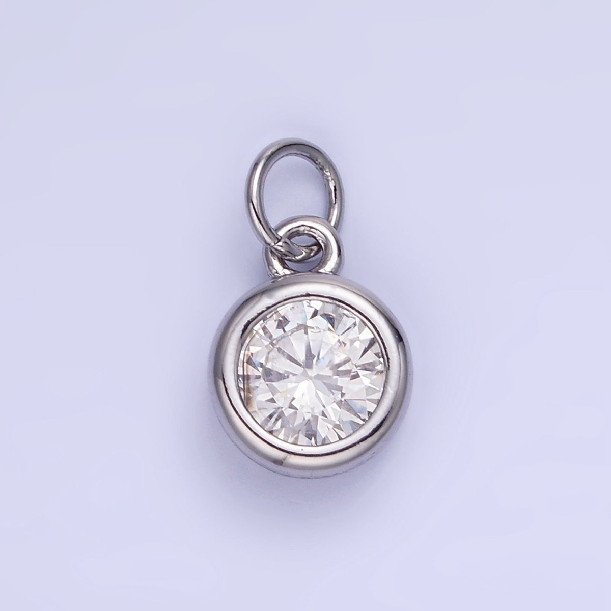 14K Gold Filled Birthstone Round CZ Bezel Charm in Gold &amp; Silver | AG796 - AG811