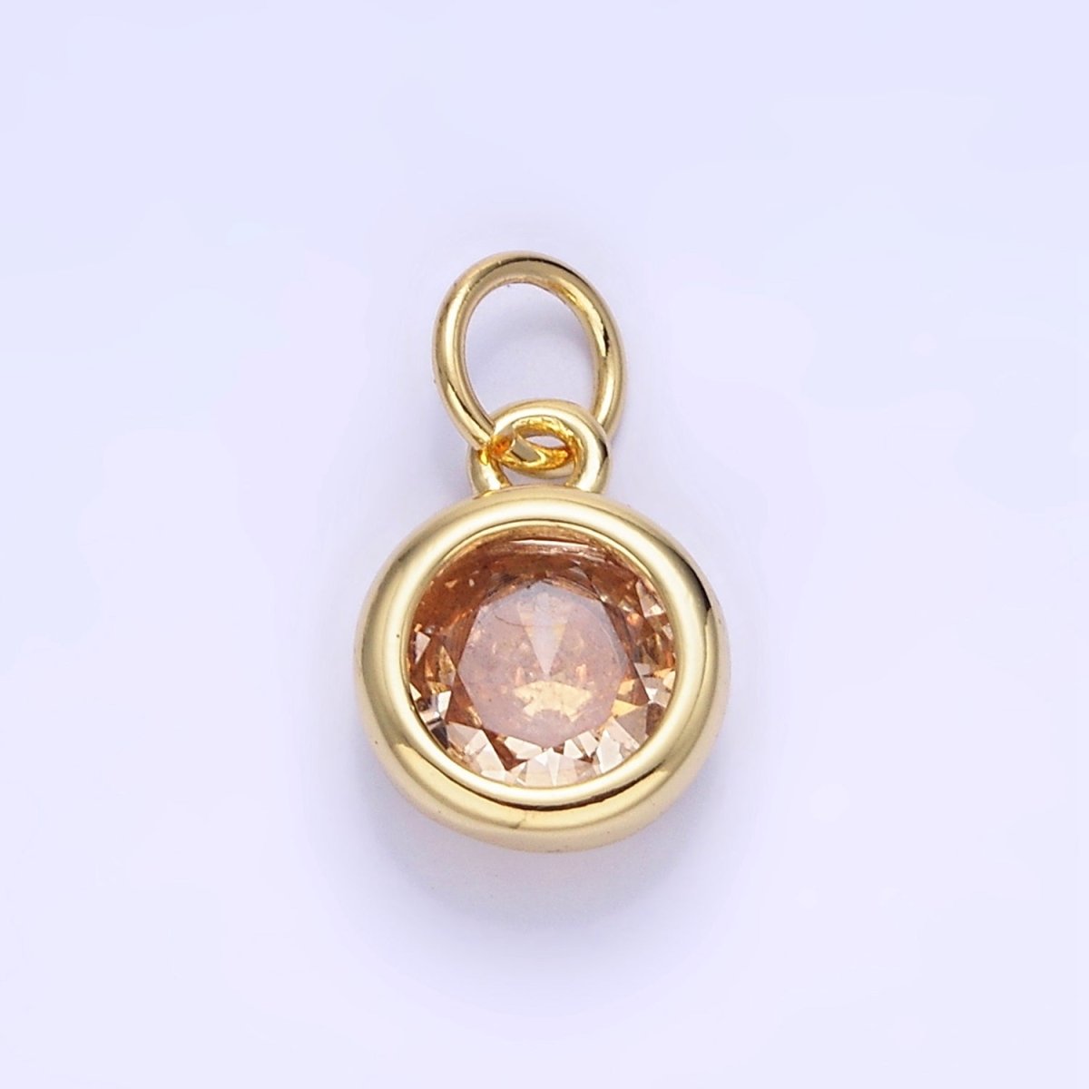 14K Gold Filled Birthstone Round CZ Bezel Charm in Gold &amp; Silver | AG796 - AG811