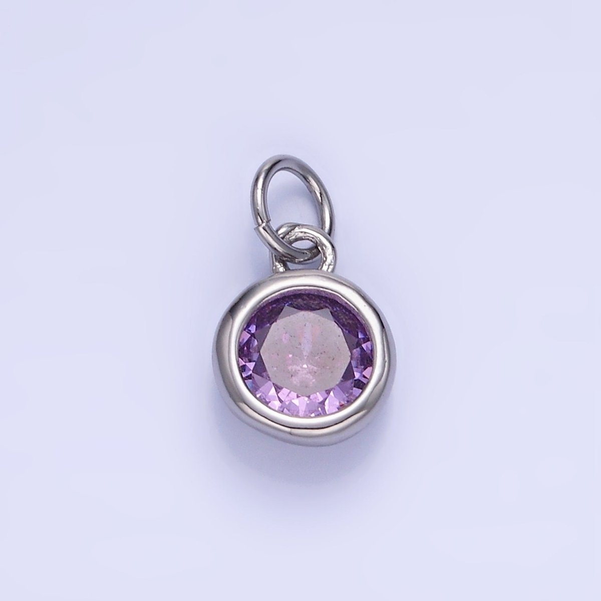 14K Gold Filled Birthstone Round CZ Bezel Charm in Gold &amp; Silver | AG796 - AG811