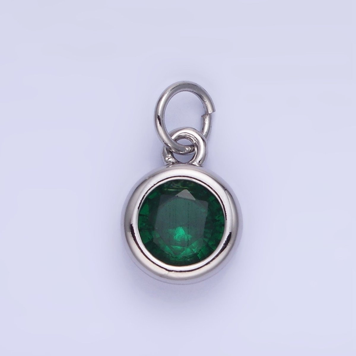 14K Gold Filled Birthstone Round CZ Bezel Charm in Gold &amp; Silver | AG796 - AG811