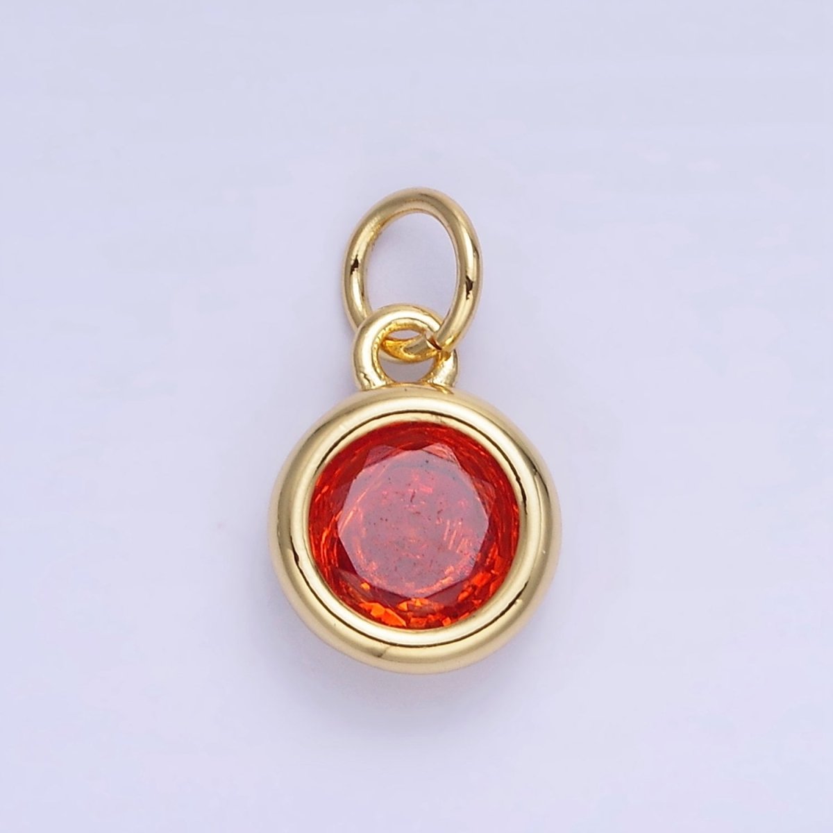 14K Gold Filled Birthstone Round CZ Bezel Charm in Gold &amp; Silver | AG796 - AG811