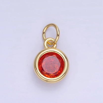 14K Gold Filled Birthstone Round CZ Bezel Charm in Gold &amp; Silver | AG796 - AG811
