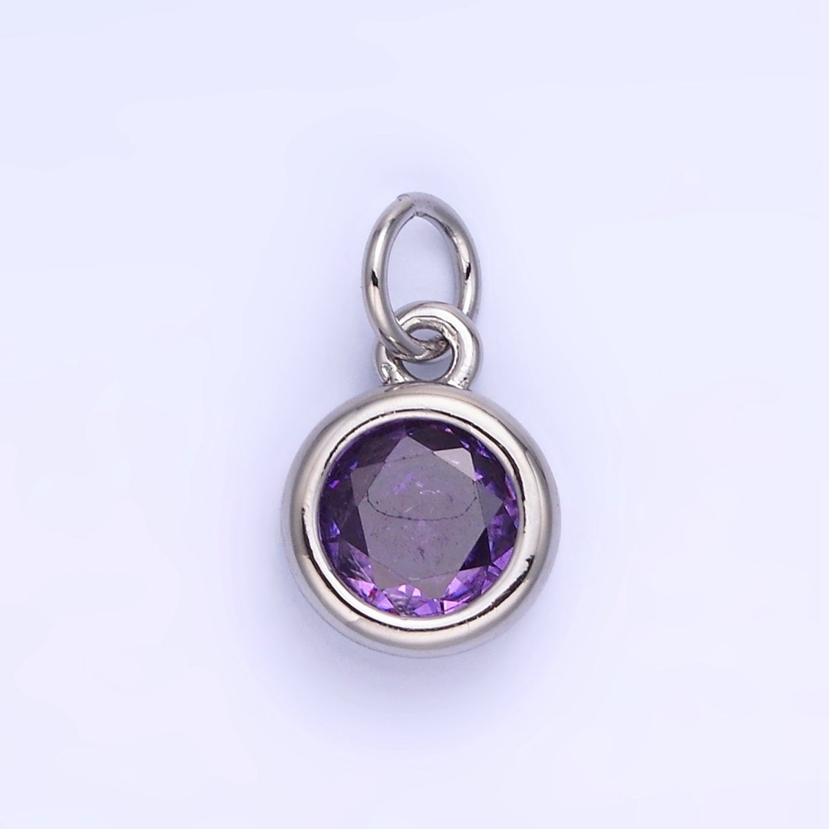 14K Gold Filled Birthstone Round CZ Bezel Charm in Gold &amp; Silver | AG796 - AG811