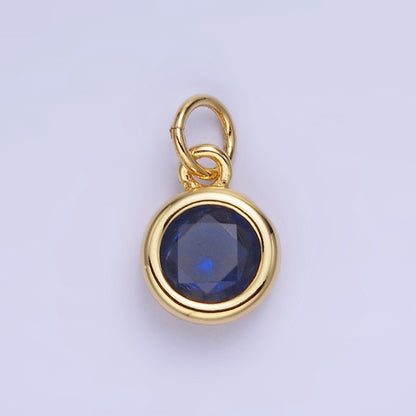 14K Gold Filled Birthstone Round CZ Bezel Charm in Gold &amp; Silver | AG796 - AG811