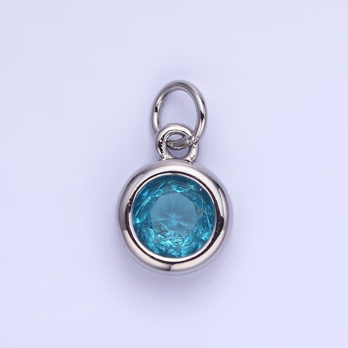 14K Gold Filled Birthstone Round CZ Bezel Charm in Gold &amp; Silver | AG796 - AG811