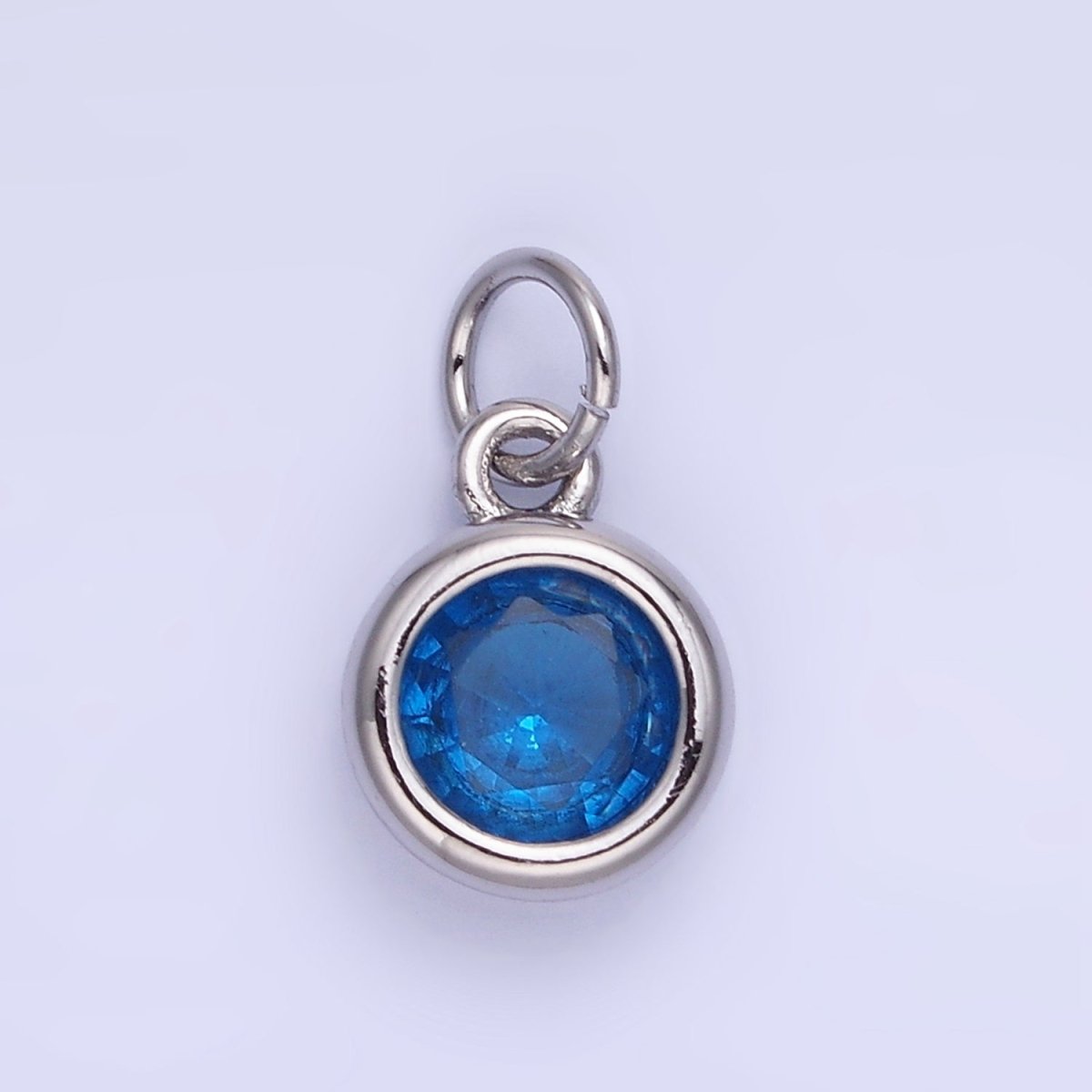 14K Gold Filled Birthstone Round CZ Bezel Charm in Gold &amp; Silver | AG796 - AG811