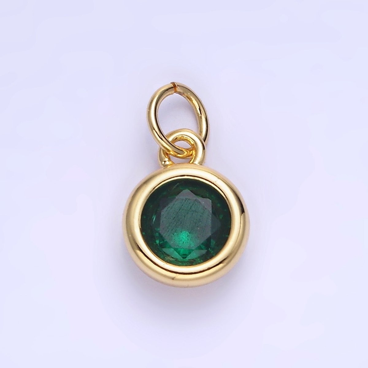 14K Gold Filled Birthstone Round CZ Bezel Charm in Gold &amp; Silver | AG796 - AG811