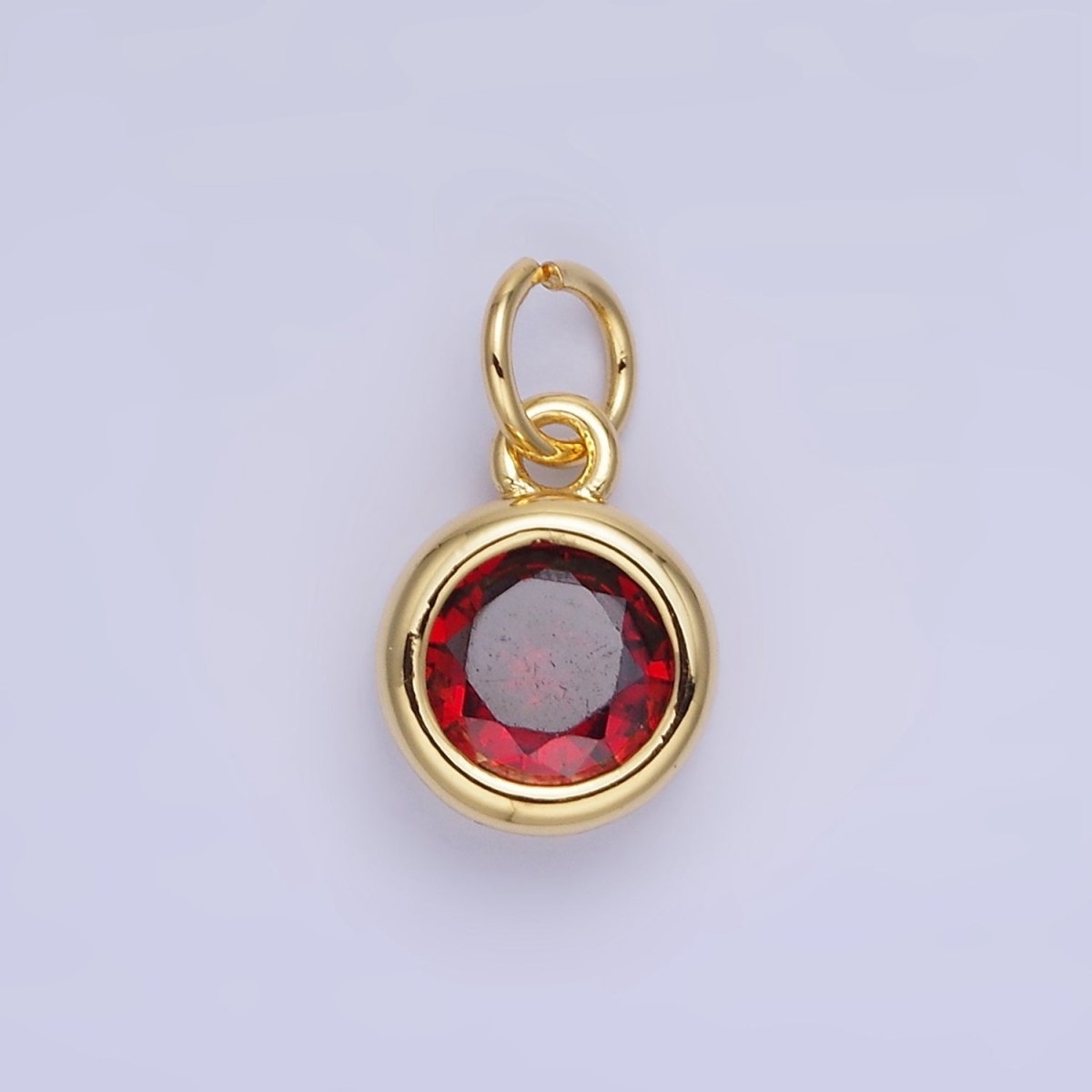 14K Gold Filled Birthstone Round CZ Bezel Charm in Gold &amp; Silver | AG796 - AG811