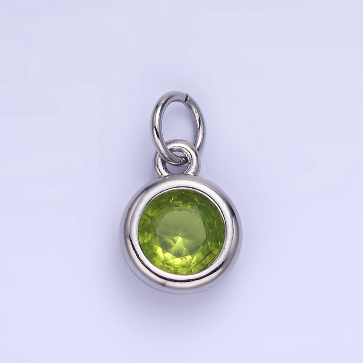 14K Gold Filled Birthstone Round CZ Bezel Charm in Gold &amp; Silver | AG796 - AG811