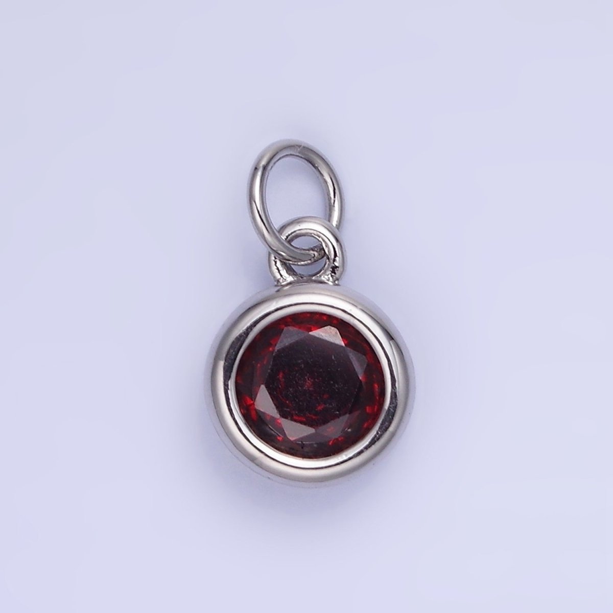 14K Gold Filled Birthstone Round CZ Bezel Charm in Gold &amp; Silver | AG796 - AG811