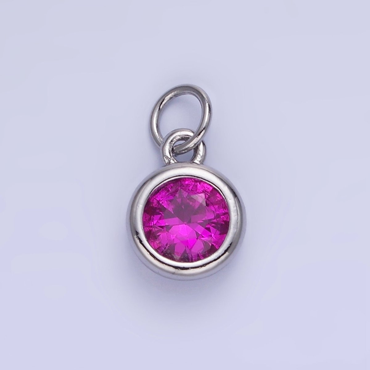 14K Gold Filled Birthstone Round CZ Bezel Charm in Gold &amp; Silver | AG796 - AG811