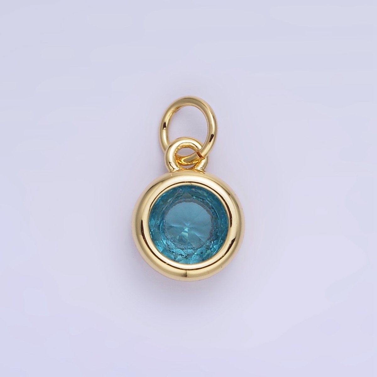 14K Gold Filled Birthstone Round CZ Bezel Charm in Gold &amp; Silver | AG796 - AG811
