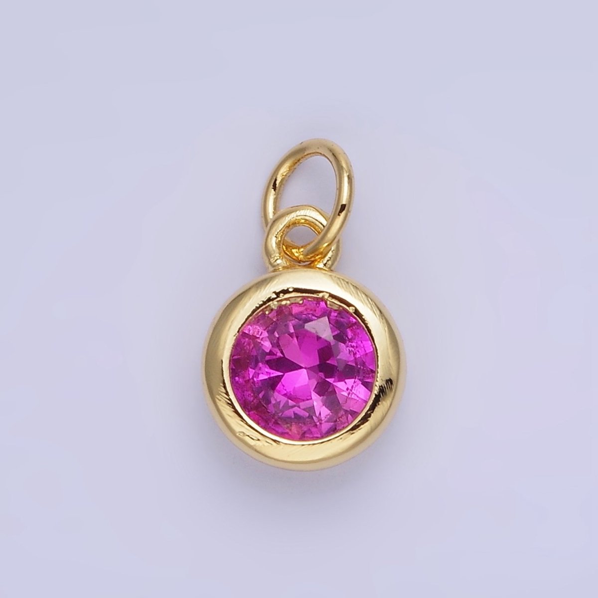 14K Gold Filled Birthstone Round CZ Bezel Charm in Gold &amp; Silver | AG796 - AG811