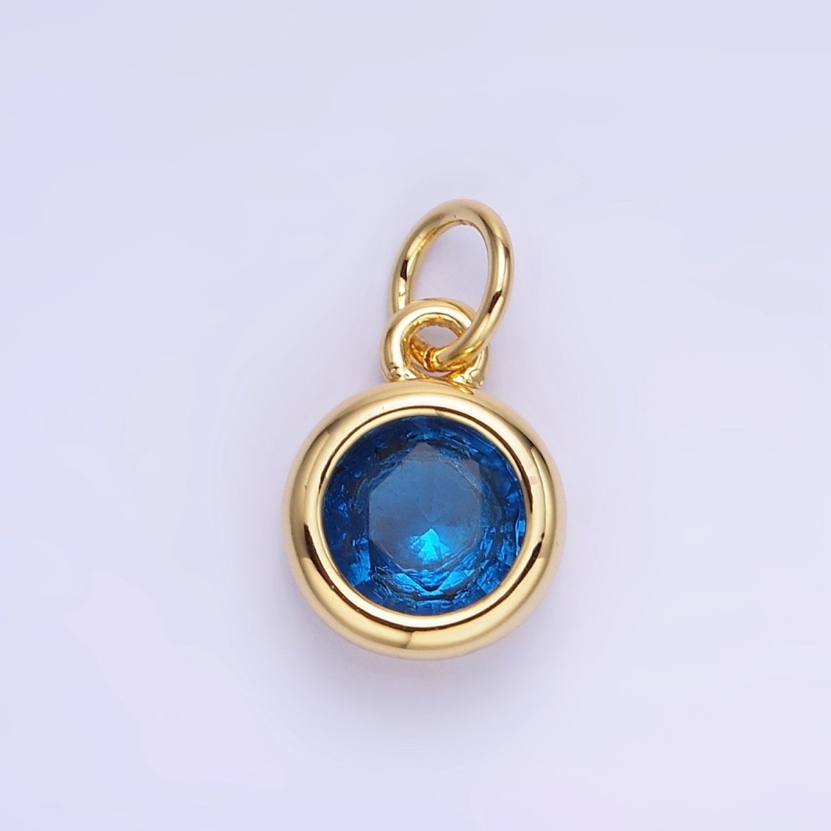 14K Gold Filled Birthstone Round CZ Bezel Charm in Gold &amp; Silver | AG796 - AG811