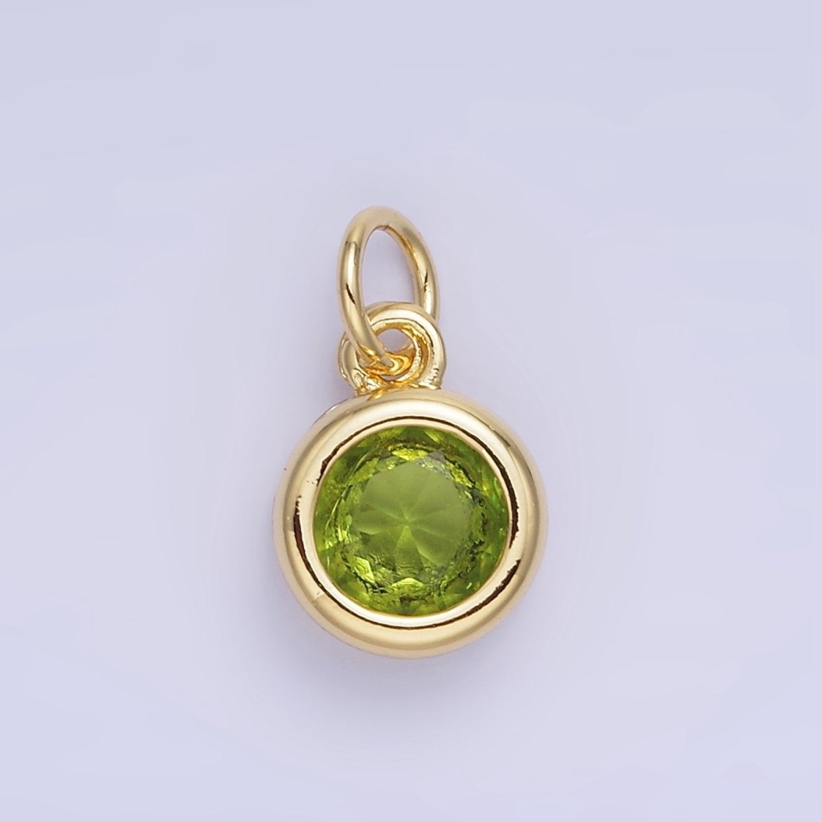 14K Gold Filled Birthstone Round CZ Bezel Charm in Gold &amp; Silver | AG796 - AG811