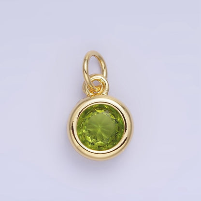 14K Gold Filled Birthstone Round CZ Bezel Charm in Gold &amp; Silver | AG796 - AG811