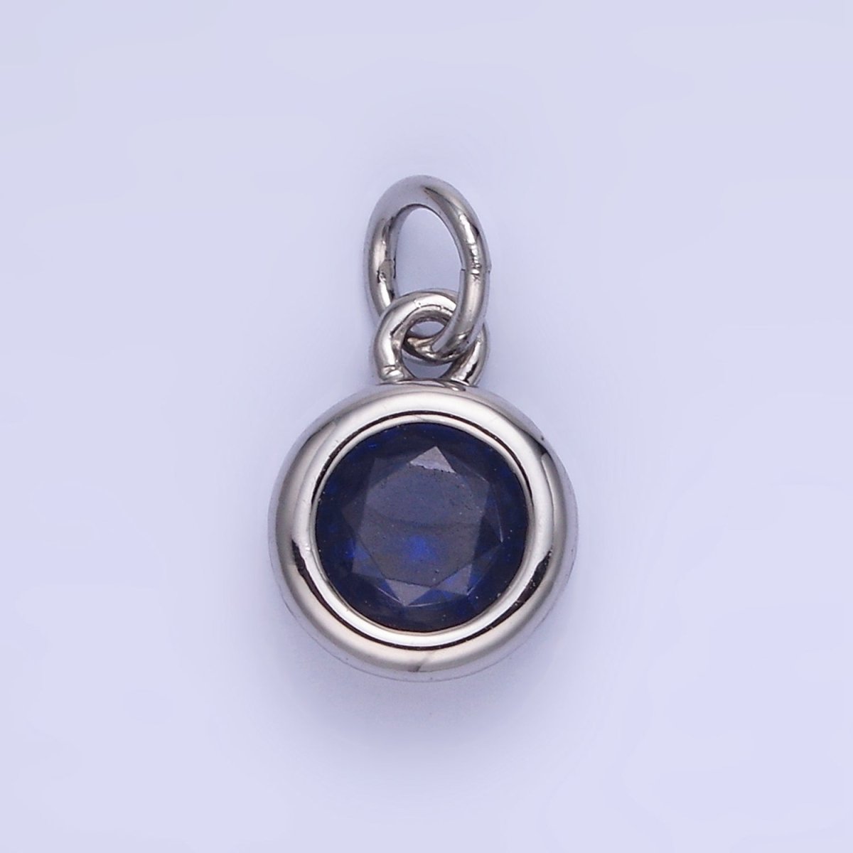 14K Gold Filled Birthstone Round CZ Bezel Charm in Gold &amp; Silver | AG796 - AG811