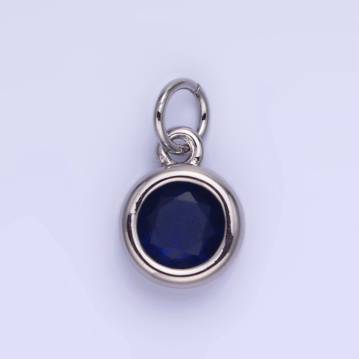 14K Gold Filled Birthstone Round CZ Bezel Charm in Gold &amp; Silver | AG796 - AG811